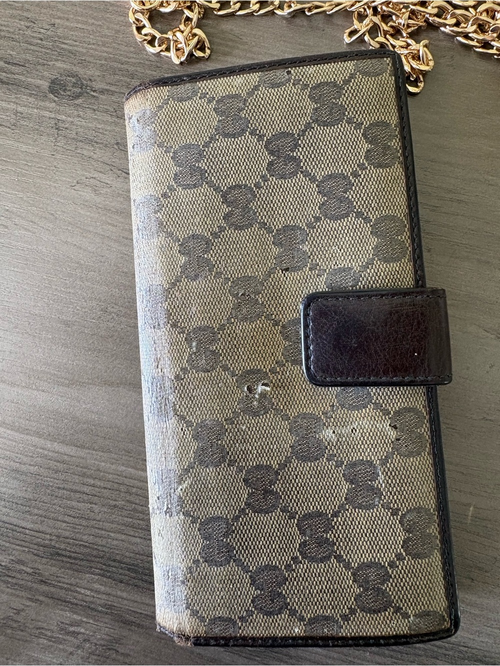 Vintage Gucci GG Monogram Heart Crest Continental Wallet Chain Box - Picture 3 of 7